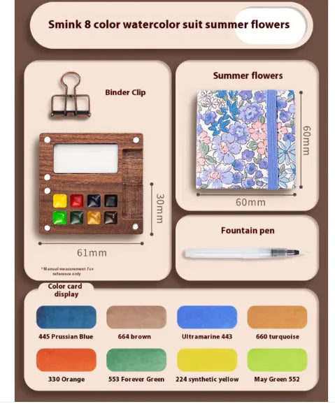 Mini Walnut Watercolor Set with Sketch Journal