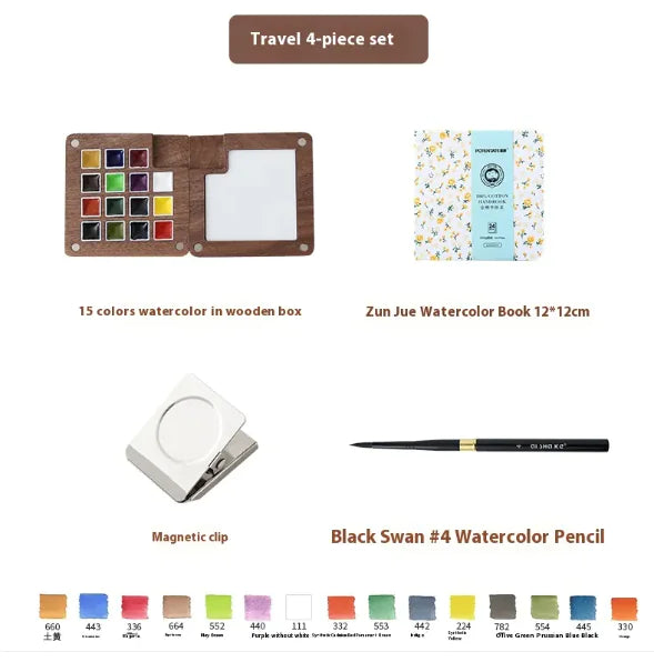 Mini Walnut Watercolor Set with Sketch Journal