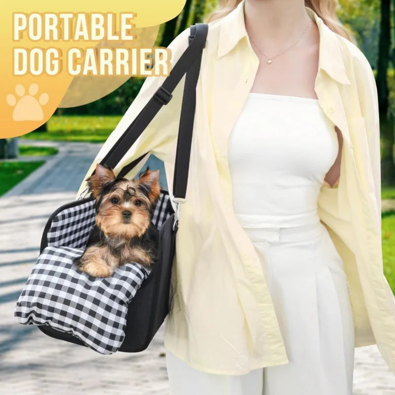 Safety Pet Seat carried by its handle as a portable pet carrier