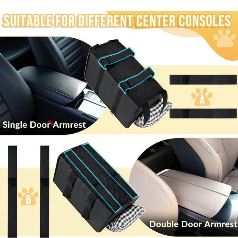 Safety Pet Seat strap options for single and double center console armrests