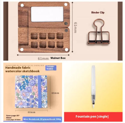 Mini Walnut Watercolor Set with Sketch Journal